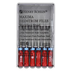 Maxima Hand Hedstrom Files 25 mm Size 55 Stainless Steel Red 6/Bx