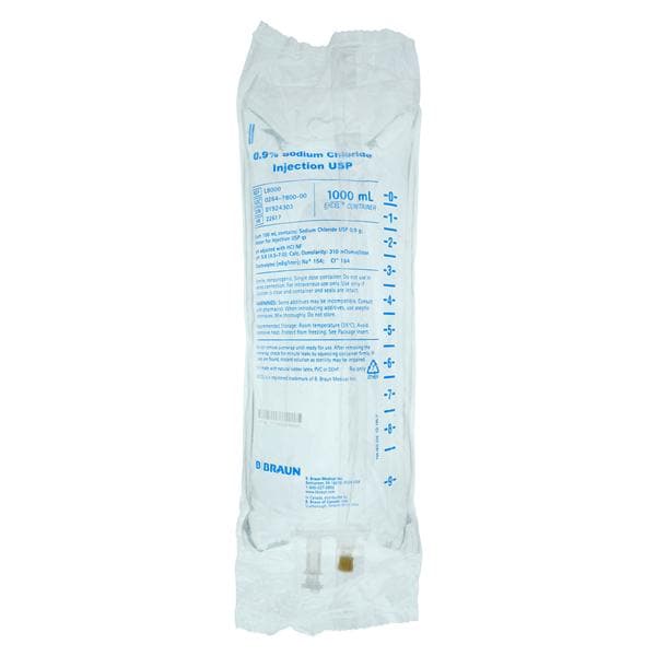 Excel IV Injection Solution Sodium Chloride 0.9% 1000mL Plstc Inj Cntnr Ea, 12 EA/CA