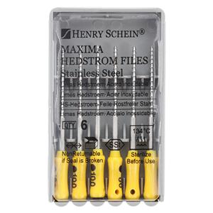 Maxima Hand Hedstrom Files 25 mm Size 100 Stainless Steel Yellow 6/Bx