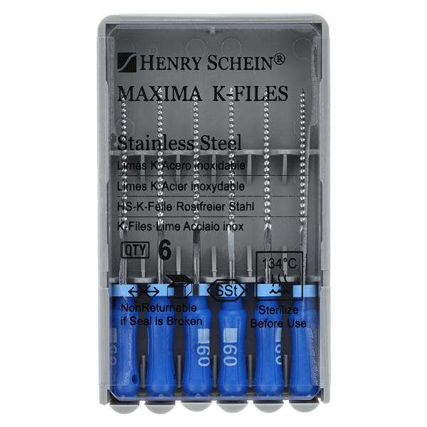 Maxima Hand K-File 25 mm Size 60 Stainless Steel Blue 6/Bx