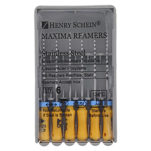 Maxima Hand Reamer 25 mm Size 50 Stainless Steel Yellow 6/Bx