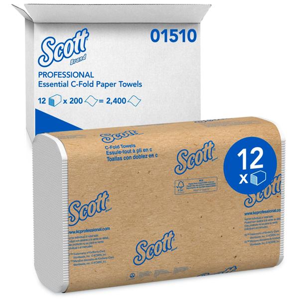 Scott Towel C-Fold Disposable 40% Recycled Fiber White 2400/Ca