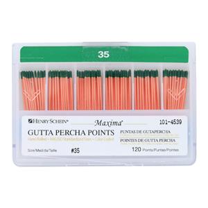Maxima Hand Rolled Gutta Percha Points Size 35 Green 120/Bx