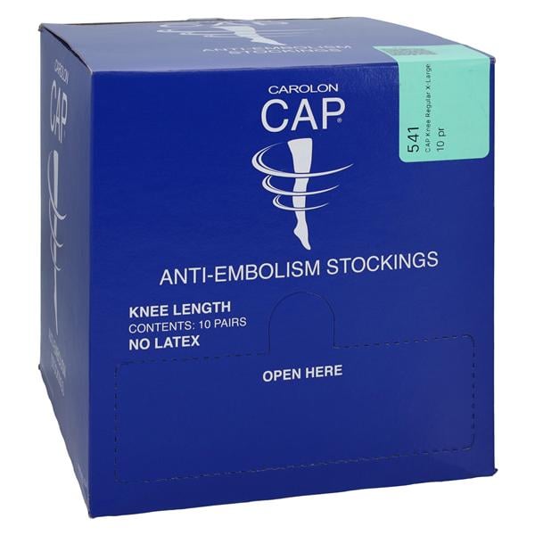 CAP Anti-Embolism Stocking Knee High Inspection Toe XL Unisex Whi...