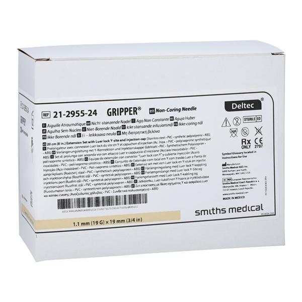 Gripper Port Access Needle Huber 19 Gauge 3/4" Y-Site 20cm Luer L...