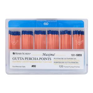 Maxima Hand Rolled Gutta Percha Points Size 60 Blue 120/Bx