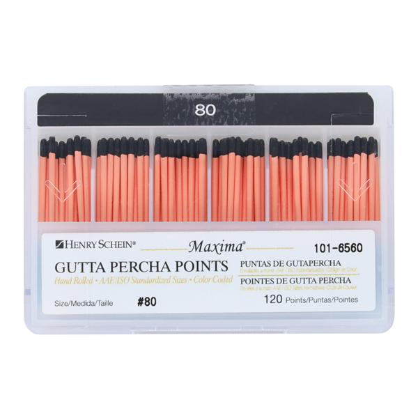 Maxima Hand Rolled Gutta Percha Points Size 80 Black 120/Bx