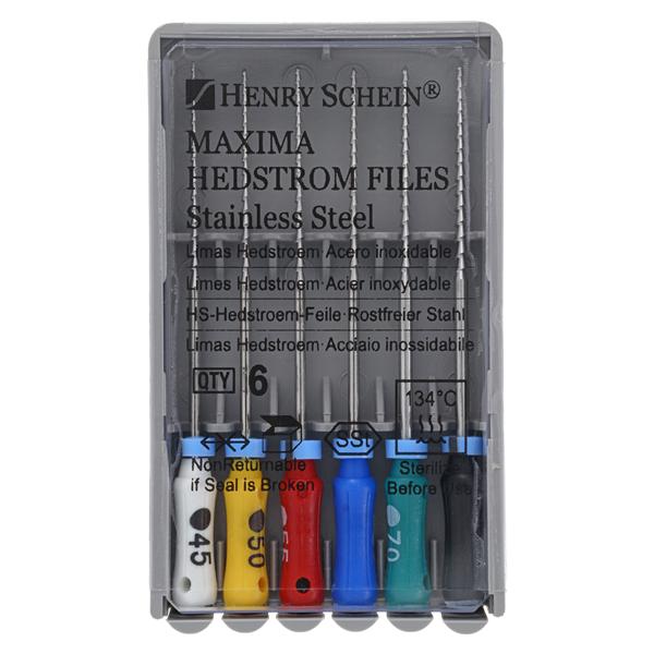 Maxima Hand Hedstrom Files 31 mm Size 45-80 Stainless Steel Assorted 6/Bx