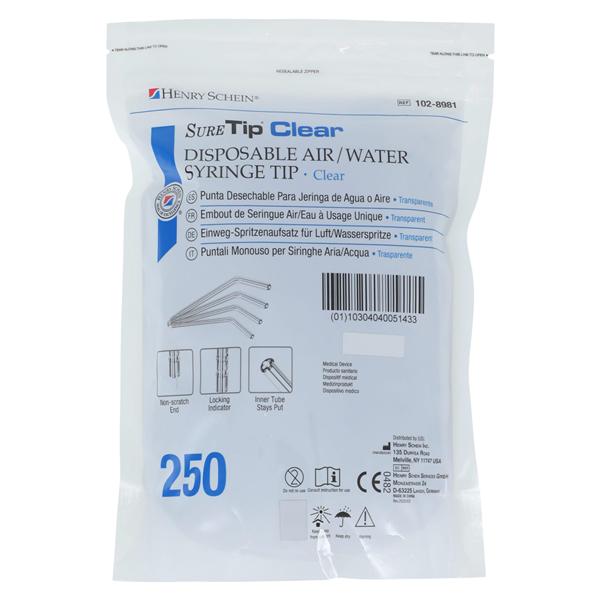 Tip Air / Water Sure Tip Clear 250/Pk, 50 PK/CA