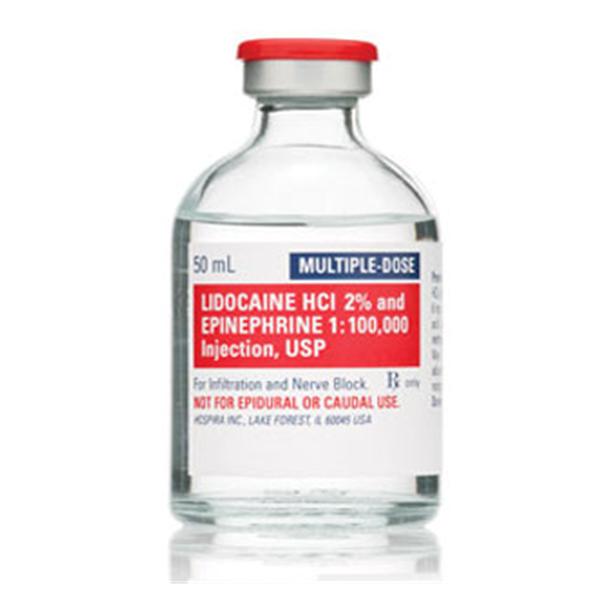 Lidocaine HCl Epinephrine Injection 2% 1:100,000 MDV 50mL 25/Package