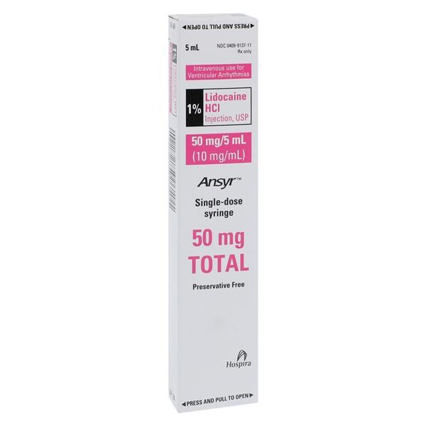 Lidocaine HCl Injection 1% PF Cardiac Use Ansyr Syringe 5mL 10/Package