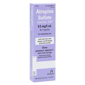 Atropine Sulfate Injection 0.1mg/mL Abboject Lifeshield Syringe 5mL 10/Package
