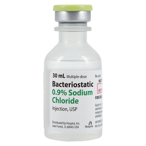Sodium Chloride Bacteriostatic Injection 0.9% MDV 30mL 25/Package, 4 BX/CA