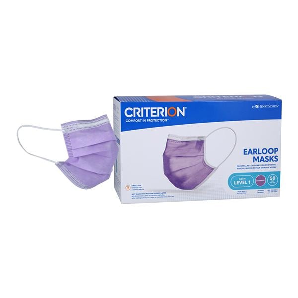 Criterion Earloop Mask ASTM Level 1 Lavender Size Disposable Not...