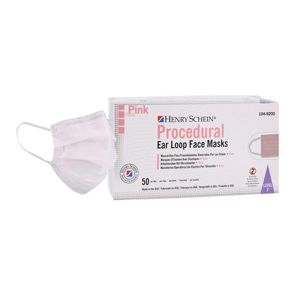 Criterion Earloop Mask ASTM Level 2 Pink Adult 50/Bx, 40 BX/CA