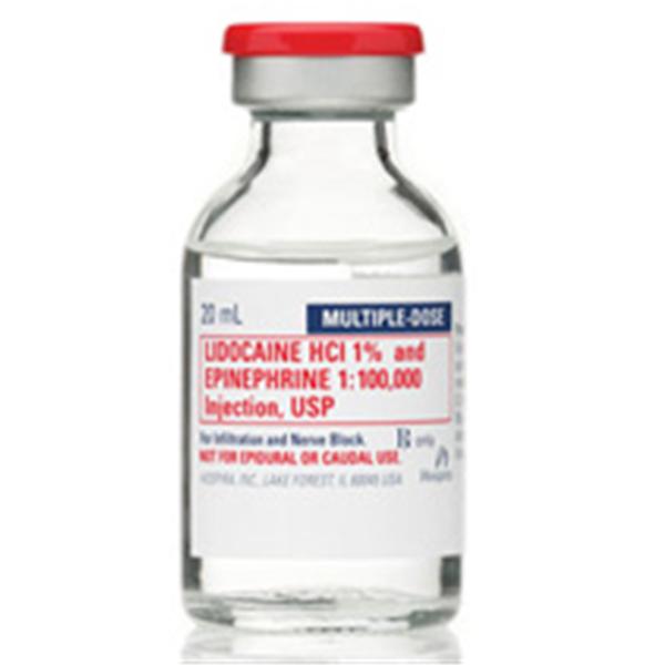 Lidocaine HCl Epinephrine Injection 1% 1:100,000 MDV 20mL 25/Package