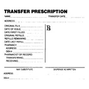 Prescription Transfer Pad 5.5 in x 4.25 in 100 Sheets/Pad 10/Box