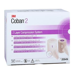 Coban 2-Layer Compression Bandage Elastic 4"x2.9yd White/Tan Non-...