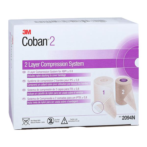 Coban 2-Layer Compression Bandage Elastic 4"x2.9yd White/Tan Non-...