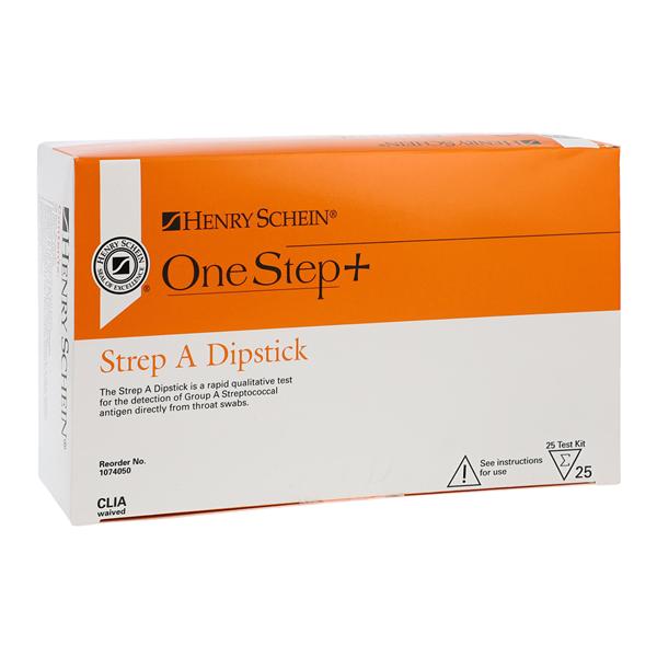 Henry Schein OneStep+ Strep A Dipstick Test CLIA Waived 25/Box