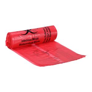 Biohazard Bag 1.5mil 11x14" Red/Black Twist Tie Plastic Symbol No...