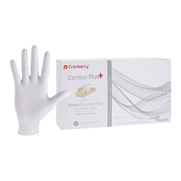 Contour Plus Nitrile Exam Gloves Small Standard White Non-Sterile