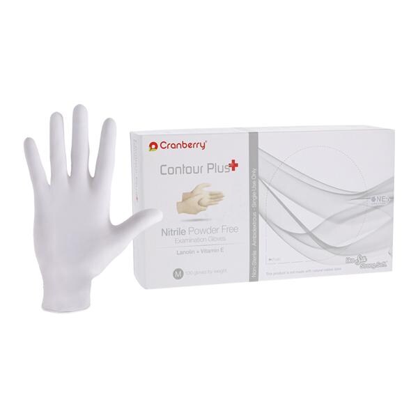 Contour Plus Nitrile Exam Gloves Medium Pro White Non-Sterile
