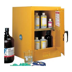 Justrite Cabinet Manual Door/1 Shelf Steel Locking Yellow/Red Eac...