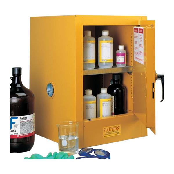 Justrite Cabinet Manual Door/1 Shelf Steel Locking Yellow/Red Eac...