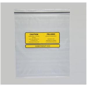 Chemotherapy Disposal Bag 4mil 12x15" Clear/Yellow Zipper Closure...