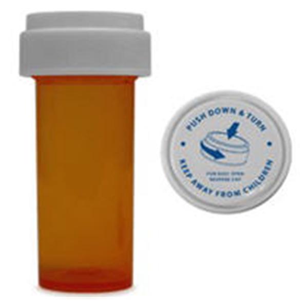 Medicine Vial Plastic Amber Child Resistant Cap 8-9 Dram
