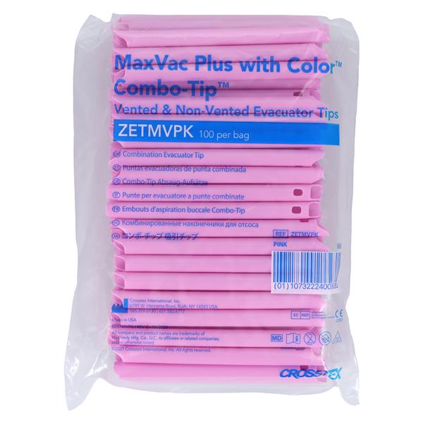 MaxVac Plus HVE Tips Vented / Nonvented Pink S Tip 100/Bg, 40 BG/CA