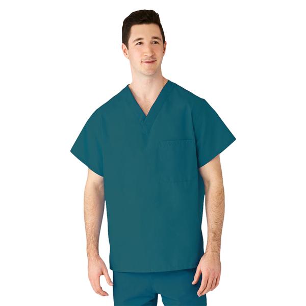 AngelStat Scrub Shirt Adult Unisex Peacock 50% Polyester / 50% Co...