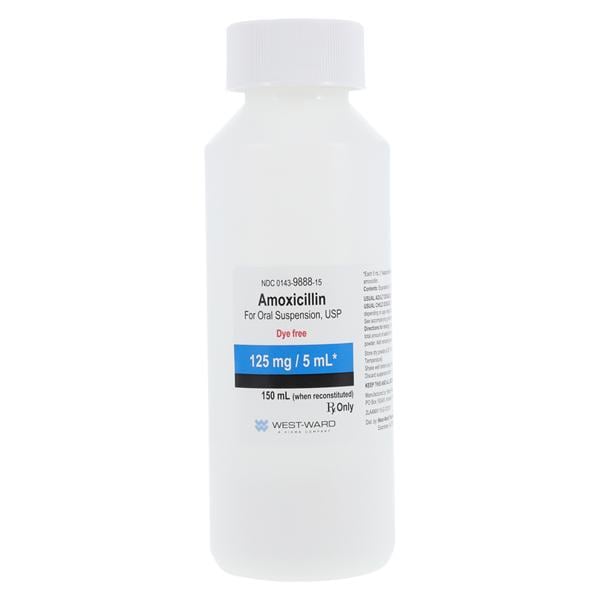 Amoxicillin Oral Suspension 125mg/5mL Dye Free Tutti-Frutti Bottle 150mL