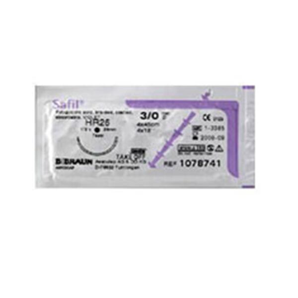 Safil Suture Polyglycolic Acid Braid 3-0 27" Absorbable HR-26 Tap...