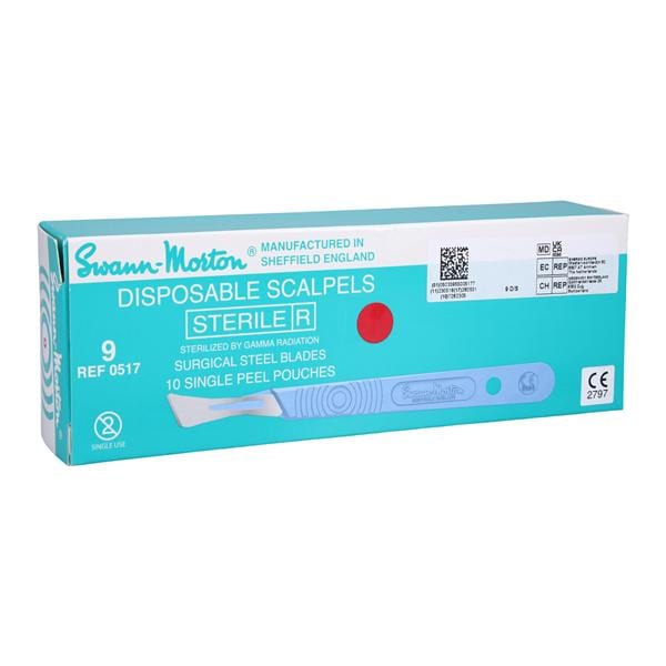 Scalpel Surgical Plastic #9 Sterile Disposable 10/Box