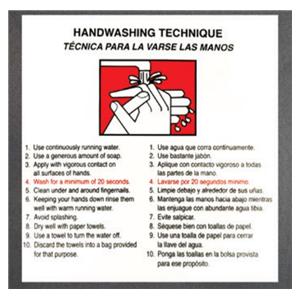 Handwashing Techniques Informational Label Bilingual 6x6" Bilingu...