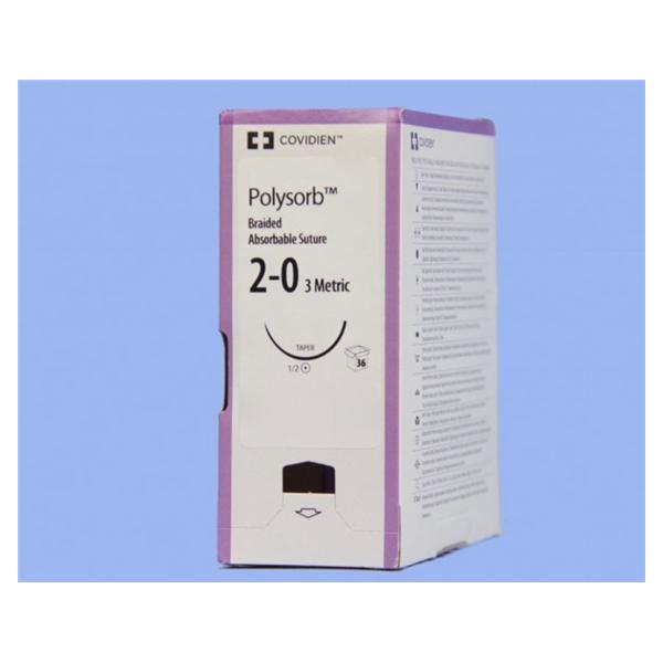 Polysorb Suture Polyester Braid 2-0 30" Absorbable V-20 Taper Poi...