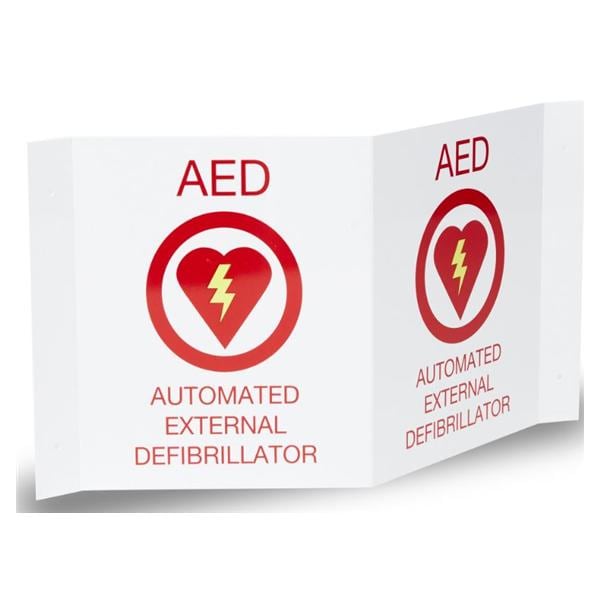 3D Wall Sign New For AED 6x7" Red/White Each