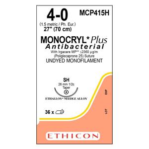 Monocryl Plus Suture 4-0 27" Triclosan/Polyglecaprone 25 Mnflmnt SH Undyd 36/Bx