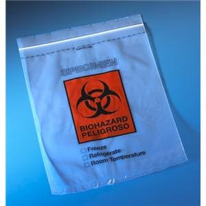 Specimen Transport Bag 2mil 12x15" Clear Tear Zone/Zipper Closure...