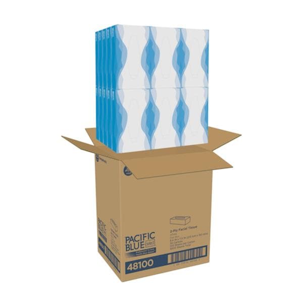 Pacific Blue Select Facial Tissue White 2 Ply Flat Box 100/Box, 3...