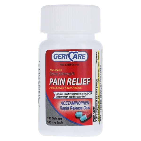 Acetaminophen Pain Reliever/Fever Reducer Gel Caplets 500mg Rapid...