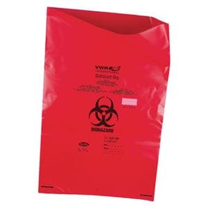 Biohazard Bag 2mil 36x45" Red Twist Tie Closure Polypropylene Sym...