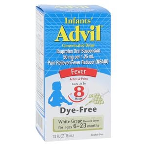 Advil Infant NSAID Suspension 50mg/1.25mL White Grape 0.5oz Each,...