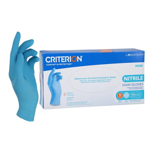 Criterion N100 Nitrile Exam Gloves Medium Standard Blue Non-Steri...