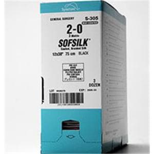 Sofsilk Suture Silk Braid 6-0 18" Non-Absorbable C-1 Precision Re...