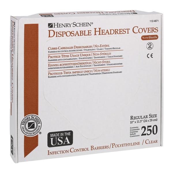 Headrest Cover 11.5 in x 10 in Plastic Clear Disposable 250/Bx, 12 BX/CA