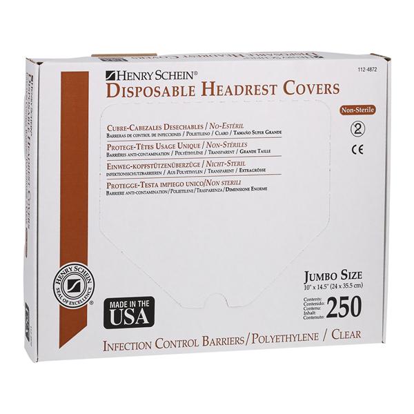 Headrest Cover 14.5 in x 10 in Plastic Clear Disposable 250/Bx, 10 BX/CA