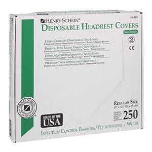 Headrest Cover 11.5 in x 10 in Plastic White Disposable 250/Bx, 12 BX/CA